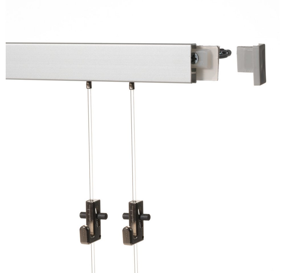 SOFT-RAIL Bilderschienenset Galerieschiene 2 Meter (1 x 2 m) COMFORT, Wandmontage, inkl. Montagematerial, Seile und Haken von SOFT-RAIL