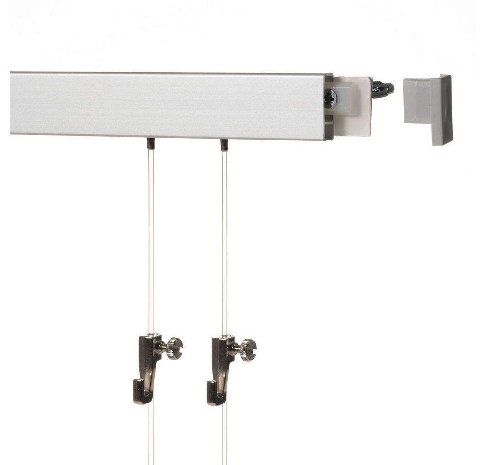 SOFT-RAIL Bilderschienenset Galerieschiene 4 Meter (2 x 2 m) BUDGET, Wandmontage, inkl. Montagematerial, Seile und Haken von SOFT-RAIL