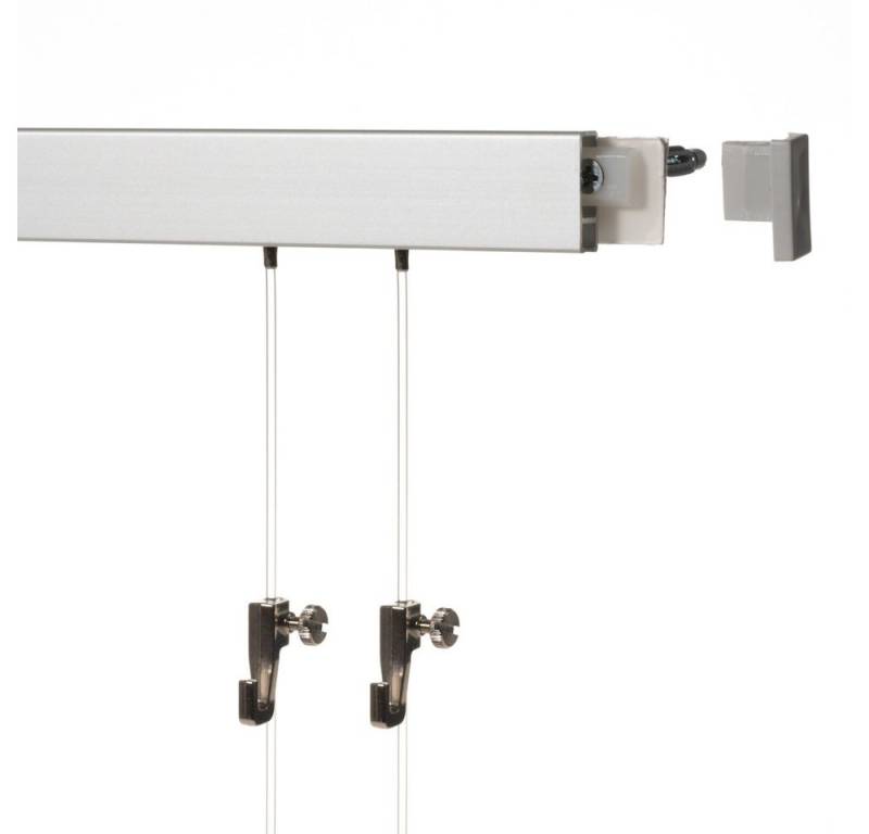 SOFT-RAIL Bilderschienenset Galerieschiene 4 Meter (2 x 2 m) BUDGET, Wandmontage, inkl. Montagematerial, Seile und Haken von SOFT-RAIL