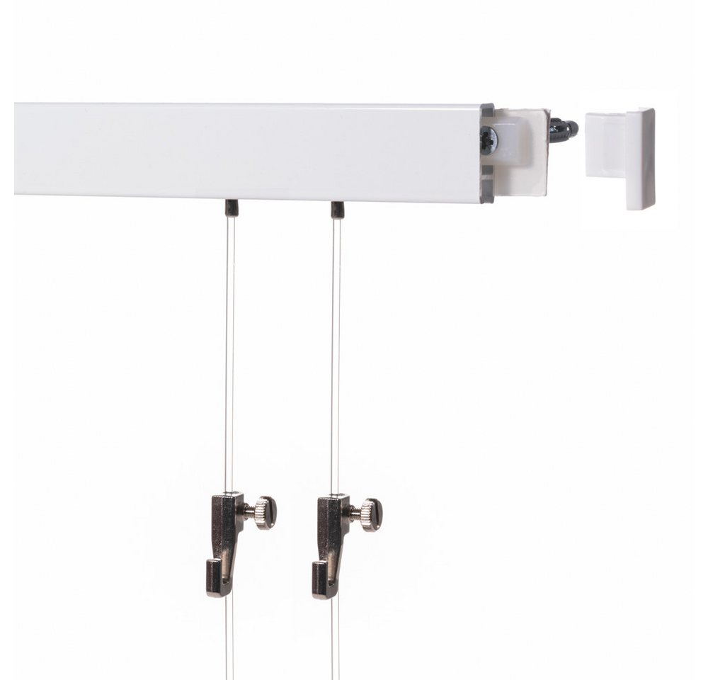 SOFT-RAIL Bilderschienenset Galerieschiene 6 Meter (4 x 1,5 m) BUDGET, Wandmontage, inkl. Montagematerial, Seile und Haken von SOFT-RAIL