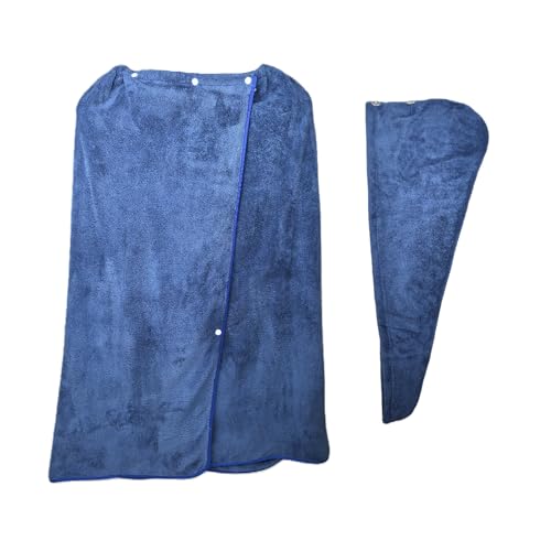 SOFTBATFY Mikrofaser-Badetuch und Haartrockentuch für Damen, verstellbar, weich, mit Haartuch (dunkelblau) von SOFTBATFY