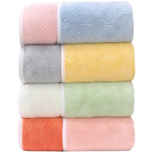 SOFTBATFY Mikrofaser Handtücher Weiche doppelte Farbe Handtücher für Badezimmer 4Pack 40 x 75cm Ideal für Haar Spa Gym und Reisen (mehrfarbige Blume) von SOFTBATFY