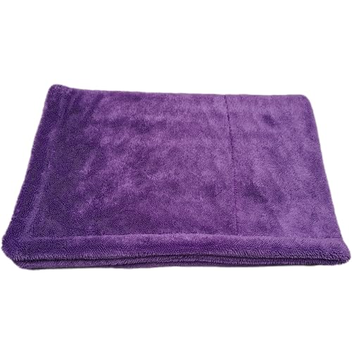 SOFTBATFY Premium Mikrofaser-Trockentuch, Shiny Bath Trockentuchsuper saugfähig, Twist Stapel Microfiber Tuch, Duschkabinen Tuch zum Wasser Abziehen in Dusche Bad (1200 g/m², 90 x 60 cm, lila-lila) von SOFTBATFY