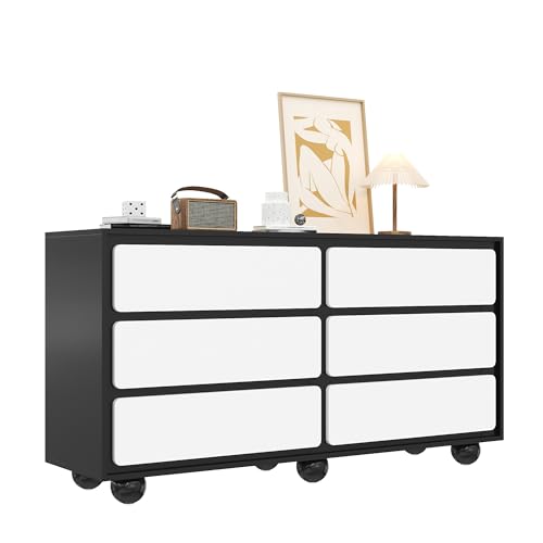 SOFTHOM Sideboard Stilvolle Kommode mit Sechs Schubladen – Frisiertisch im Modernen Design, Praktische Funktion.140×38×74,5cm von SOFTHOM