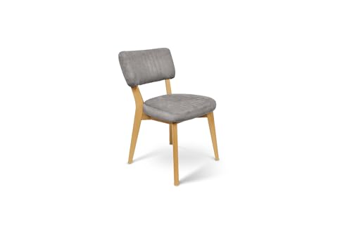SOFTO Esszimmerstuhl REMI – Stuhl Esszimmer - Esstisch Stühle - Esszimmerstühle Holz - Schminktisch Stuhl - Stühle Wohnzimmer - Boucle Grau von SOFTO