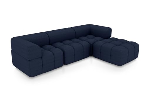SOFTO Eva Modul-Ecksofa 276x72x184 cm - Wohnzimmersofa mit Federsitz, mit Sitzpouf-Modul, hoher Sitzkomfort, pflegeleicht - Boucle Dunkelblau SOFTO Eva Modul-Ecksofa 276x72x184 cm - Wohnzimmersofa mit Federsitz, mit Sitzpouf-Modul, hoher Sitzkomfort, pflegeleicht - Boucle Dunkelblau von SOFTO