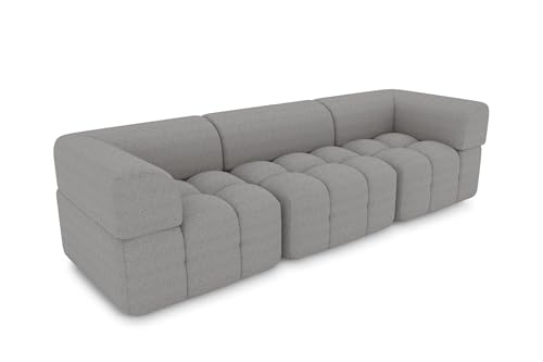 SOFTO Modulares 3-Sitzer-Sofa Eva 276x72x92 cm - Wohnzimmersofa mit Federsitz, Hoher Sitzkomfort, Pflegeleicht - Boucle Grau von SOFTO