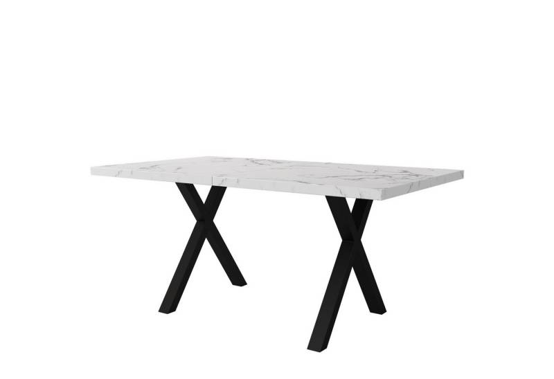 SOFTWEARY Esstisch (Marmoroptik weiß, 1-St., 140/80/76 cm), Metallgestell von SOFTWEARY