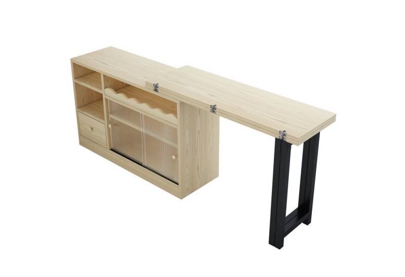 SOFTWEARY Esstisch mit ausziehbarer Tischplatte (Holzoptik eiche), Bartisch, Schreibtisch von SOFTWEARY