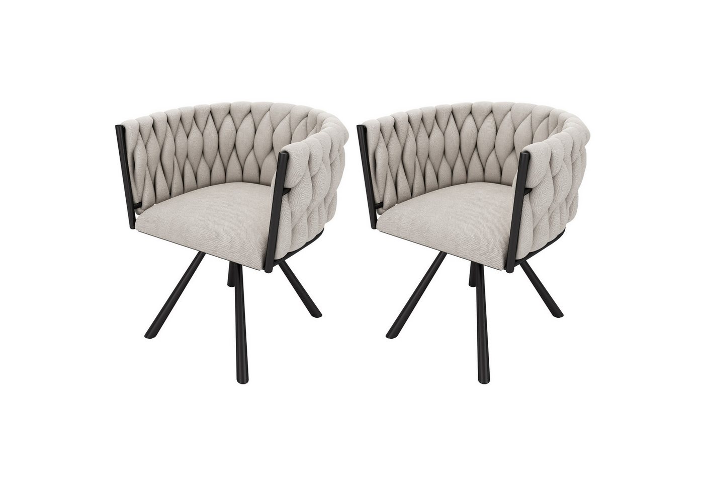 SOFTWEARY Esszimmerstuhl mit Rückenlehne und Metallbeinen (2 St), Polsterstuhl, Wohnzimmerstuhl, Leinen von SOFTWEARY