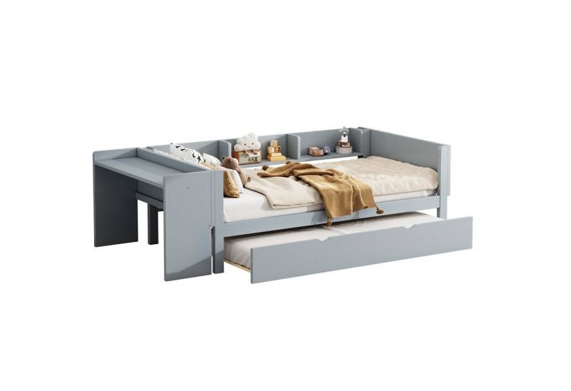 SOFTWEARY Jugendbett mit Gästebett, Lattenrost und Schreibtisch (90x200 cm), Einzelbett, Kinderbett von SOFTWEARY