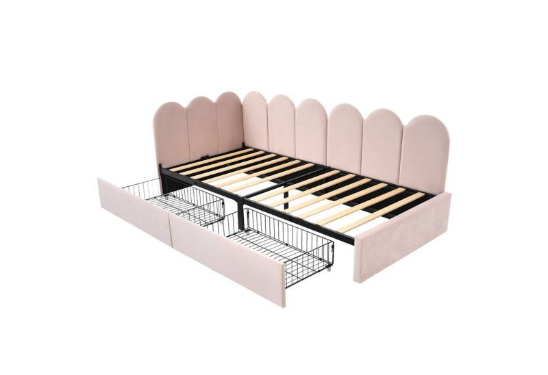 SOFTWEARY Jugendbett mit Lattenrost und Schubladen, 90x200 cm, Einzelbett mit gepolstertem Kopfteil, Samt SOFTWEARY Jugendbett mit Lattenrost und Schubladen, 90x200 cm, Einzelbett mit gepolstertem Kopfteil, Samt von SOFTWEARY