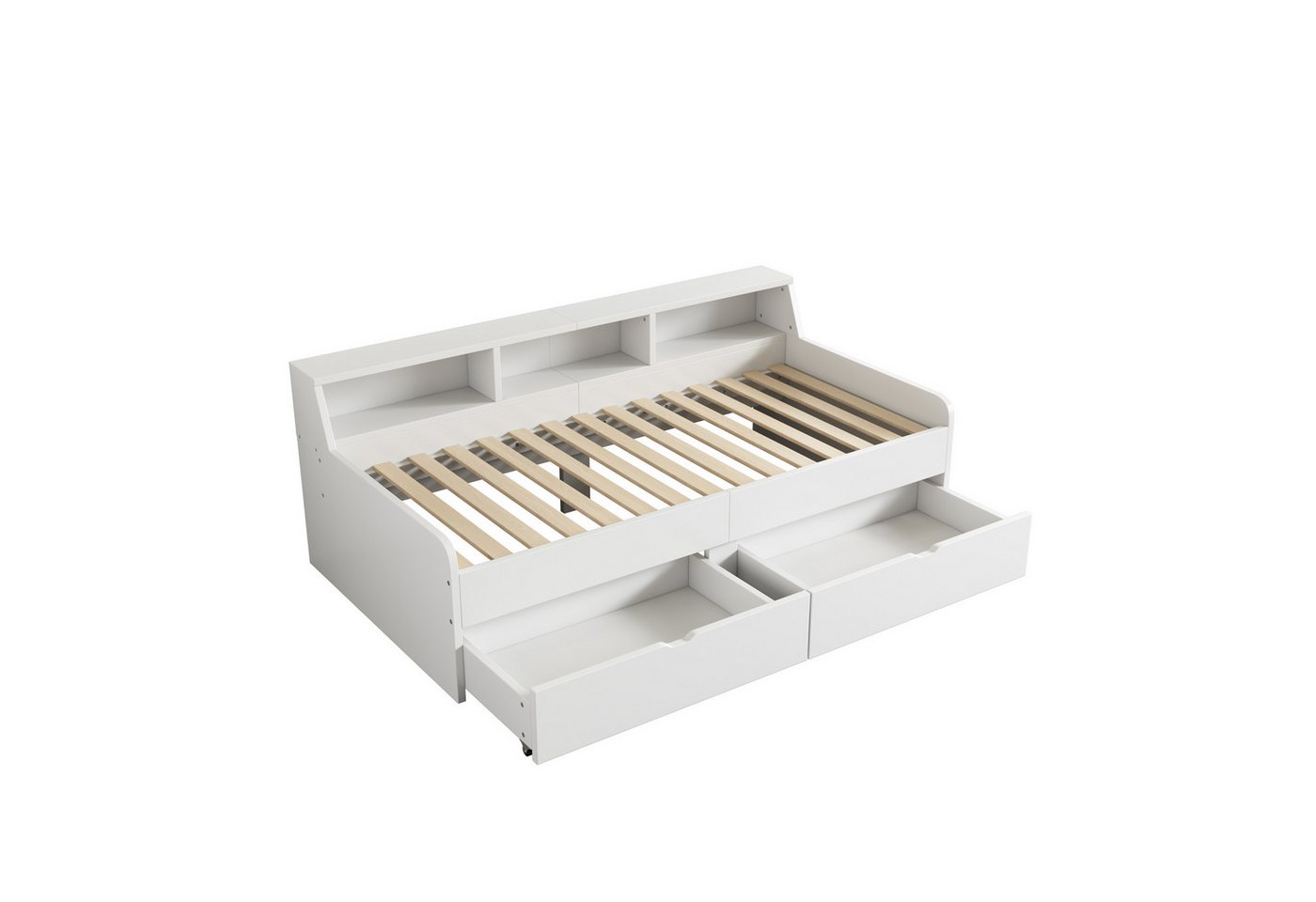 SOFTWEARY Jugendbett mit Lattenrost und Schubladen (90x200 cm), Einzelbett, Massivholzbett von SOFTWEARY