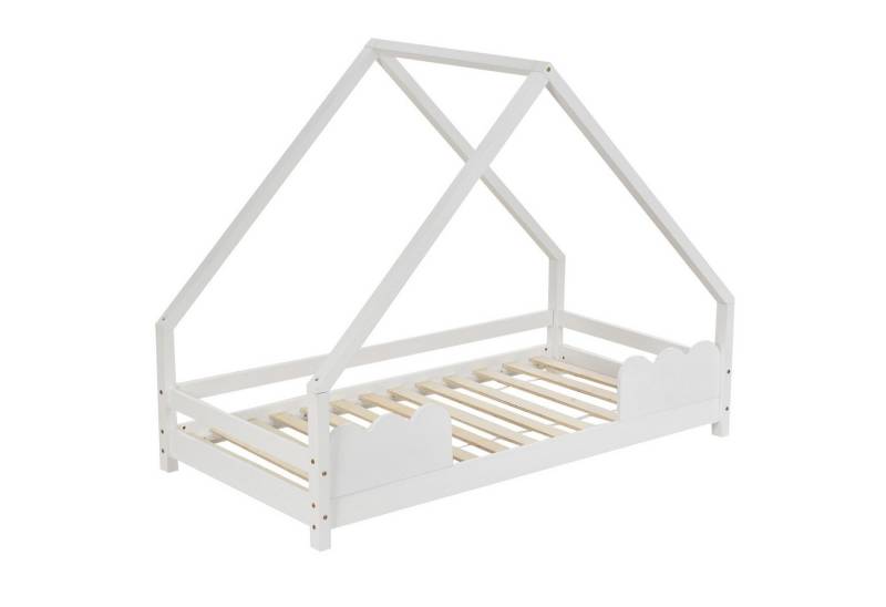 SOFTWEARY Kinderbett Hausbett mit Rollrost (90x200 cm), Holzbett aus Kiefer, Einzelbett von SOFTWEARY