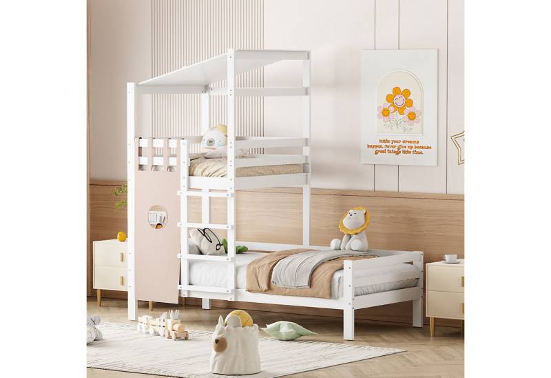 SOFTWEARY Kinderbett mit Lattenrost, Spielturm und Leiter (90x200 cm), Holzbett, Einzelbett, Jugendbett von SOFTWEARY
