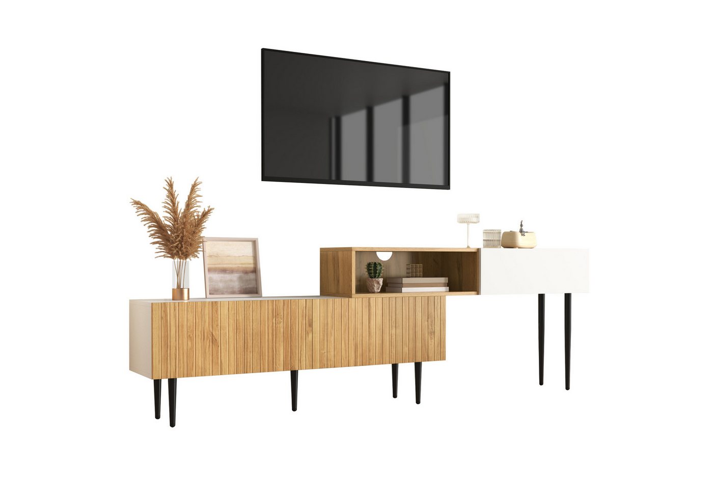 SOFTWEARY Lowboard Breite 130-220 cm, längenverstellbar, TV-Schrank, stehend von SOFTWEARY