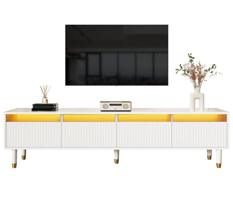SOFTWEARY Lowboard Breite 178 cm (Mit LED-Beleuchtung), TV-Schrank, 4 Schubladen, stehend, matt von SOFTWEARY