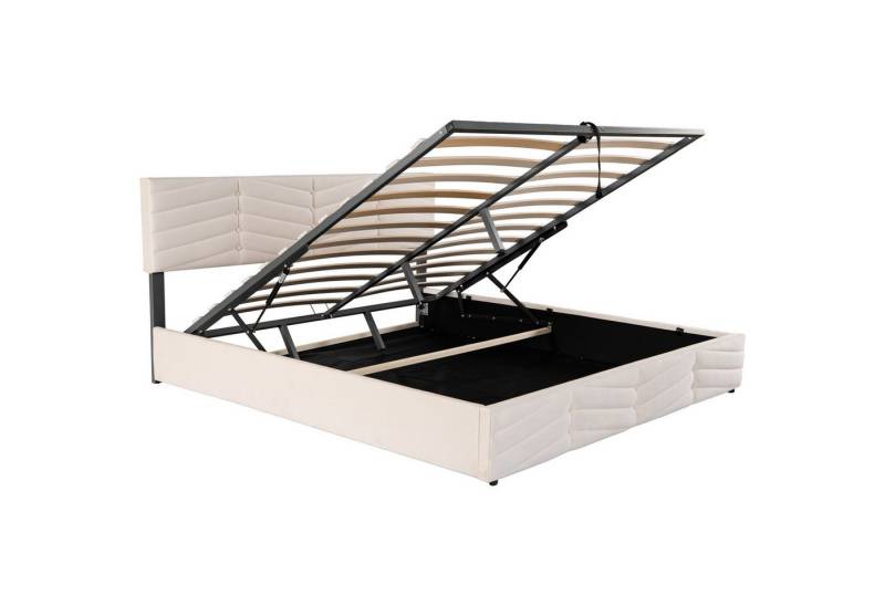 SOFTWEARY Polsterbett Doppelbett mit Lattenrost und Bettkasten (180x200 cm), Kopfteil höhenverstellbar, Samt von SOFTWEARY