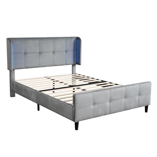 SOFTWEARY Polsterbett Polsterbett mit LED-Beleuchtung, 140x200 cm, Doppelbett mit Lattenrost, Samt SOFTWEARY Polsterbett Polsterbett mit LED-Beleuchtung, 140x200 cm, Doppelbett mit Lattenrost, Samt von SOFTWEARY