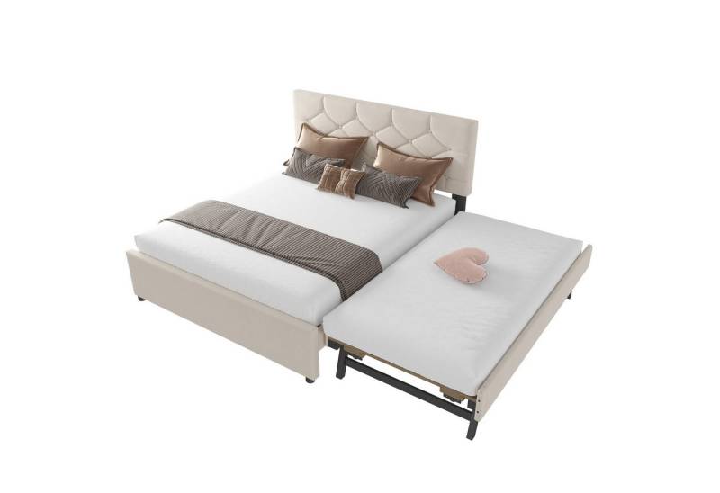 SOFTWEARY Polsterbett mit Gästebett und Lattenrost (140x200 cm), Doppelbett, Samt von SOFTWEARY