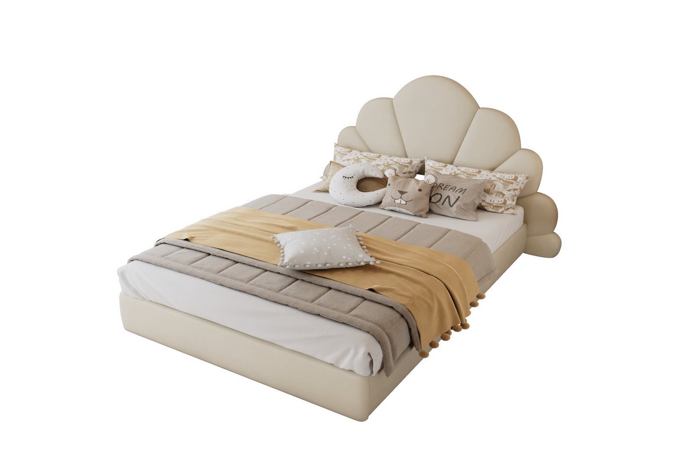 SOFTWEARY Polsterbett mit Lattenrost und gepolstertem Kopfteil (140x200 cm), Doppelbett, Samtbezug von SOFTWEARY