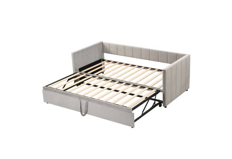 SOFTWEARY Schlafsofa Ausziehbett mit Bettfunktion, inkl. Lattenrost, 90x200 cm/180x200 cm, Samt von SOFTWEARY