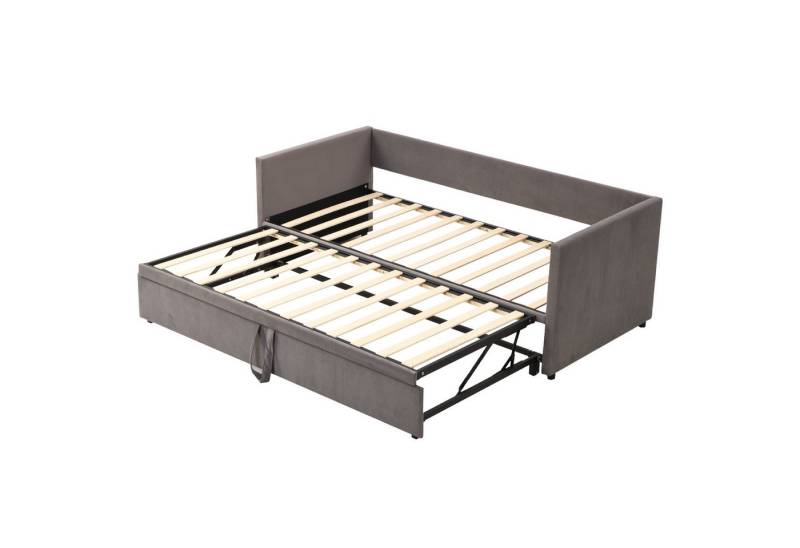 SOFTWEARY Schlafsofa mit Bettfunktion und Gästebett, 90x200 cm/180x200 cm, Polsterbett, Samt von SOFTWEARY