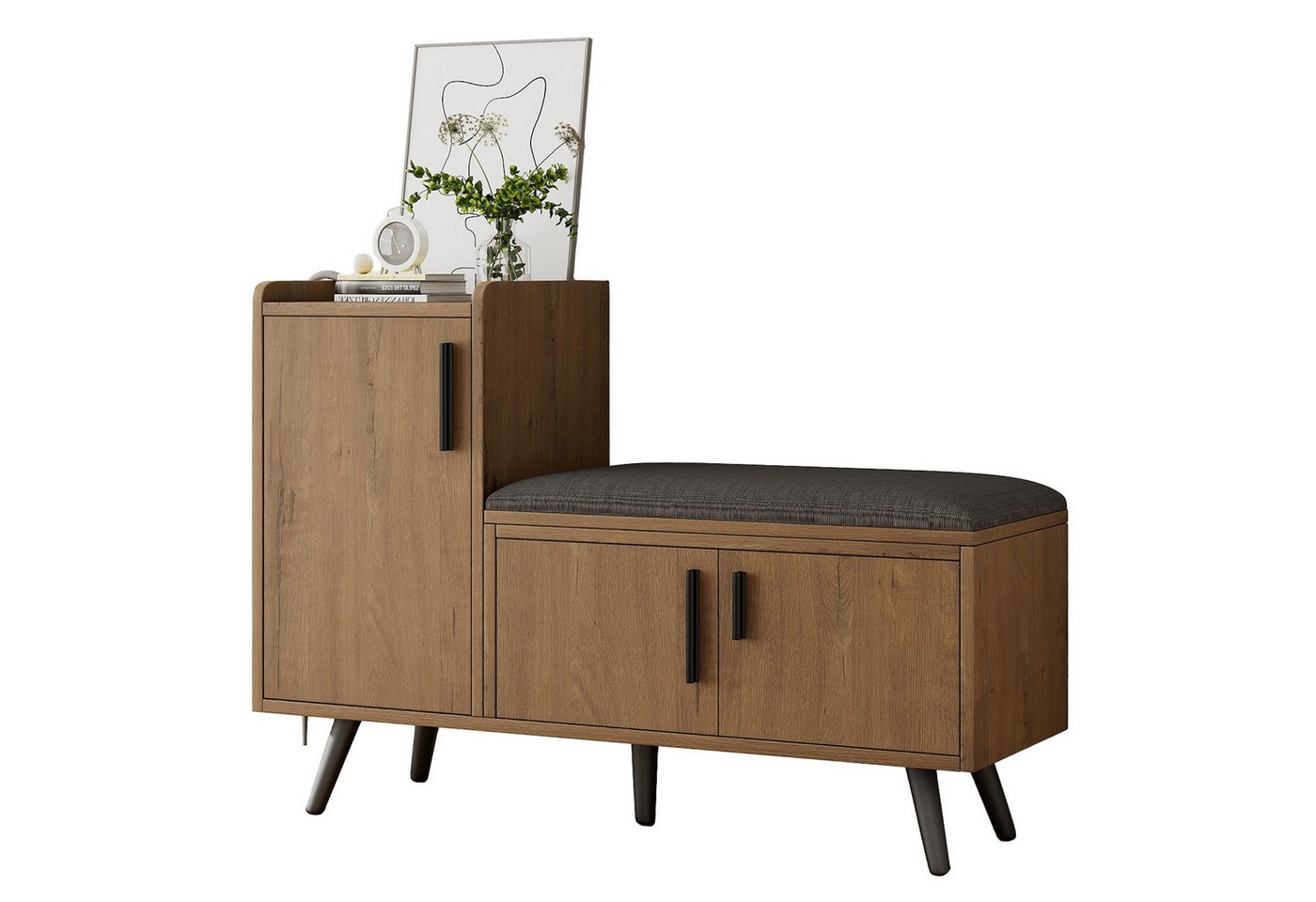 SOFTWEARY Schuhschrank mit Sitzfläche Breite 100 cm, 3 Türen, schmal von SOFTWEARY