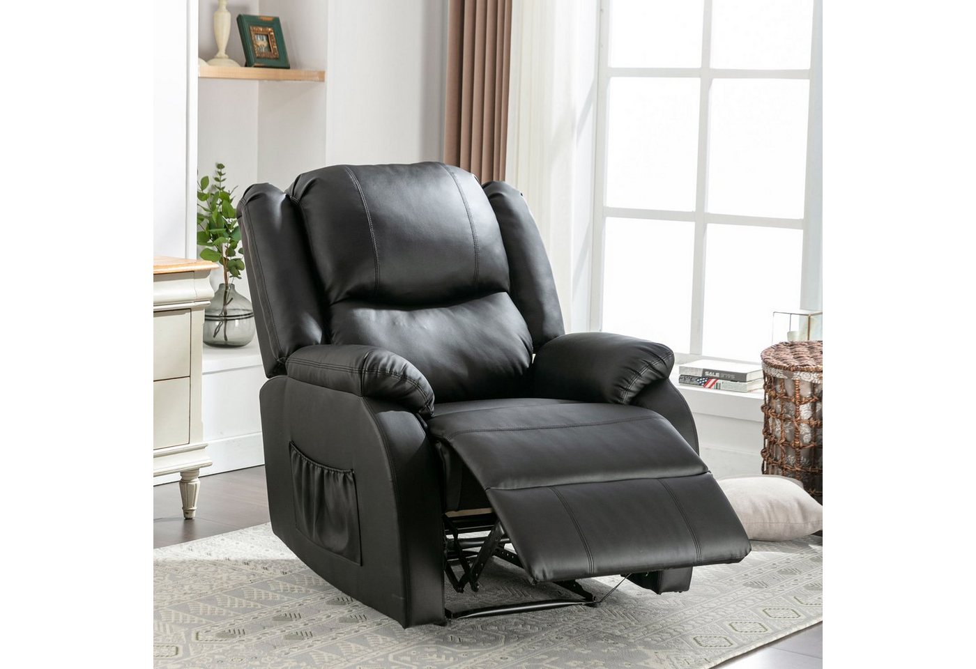 SOFTWEARY Sessel Funktionssessel mit großzügiger Relaxfunktion und Schlaffunktion, Fernsehsessel aus Kunstleder von SOFTWEARY