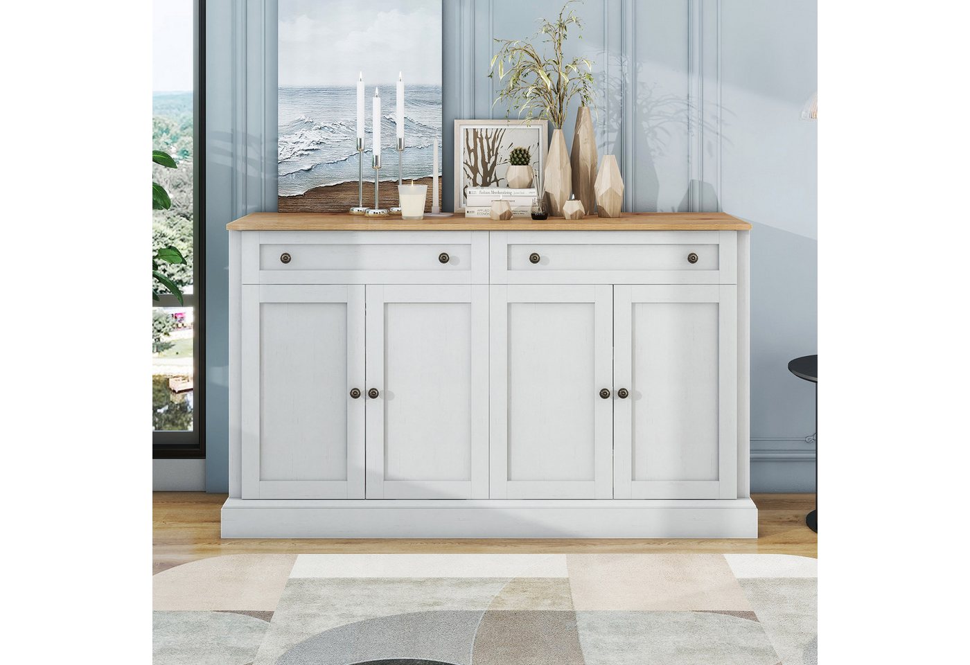 SOFTWEARY Sideboard Breite 150 cm, Wohnzimmerschrank, Mehrzweckschrank, Küchenbuffet, Küchenschrank SOFTWEARY Sideboard Breite 150 cm, Wohnzimmerschrank, Mehrzweckschrank, Küchenbuffet, Küchenschrank von SOFTWEARY