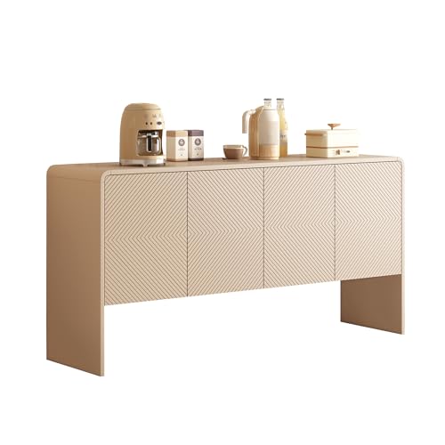 SOFTWEARY Sideboard Breite 152 cm, Wohnzimmerschrank, Mehrzweckschrank, Küchenschrank (apricot) von SOFTWEARY