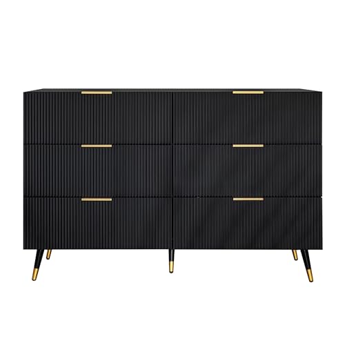 Sideboard, Mehrzweckschrank mit Schubladen, Aufbewahrungsschrank, Küchenschrank, Holzspanplatte, matt (schwarz) von SOFTWEARY