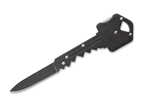 SOG Taschenmesser Key Knife Black - Messer in Schlüsselform - filigrane Klinge aus Edelstahl - Körper aus schwarzem Edelstahl, 10,2cm von SOG