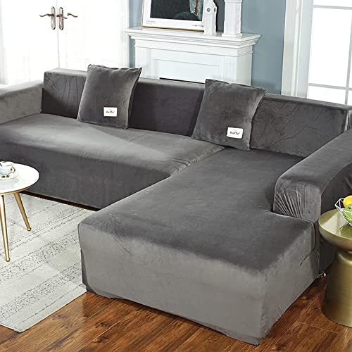 SOGANI Eck Sofabezug L Form beige für Wohnzimmer,Stretch Sofa überzug für 2 3 4 1 Sitzer,Dark Gray,145~185cm von SOGANI