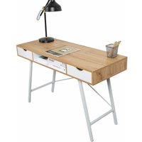 Soges - Schreibtisch mit Regal Schubladen aus Holz und Stahlgestell Moderner Tisch Arbeitstisch Arbeitszimmertisch mit 2 Schubladen und offenen von SOGES