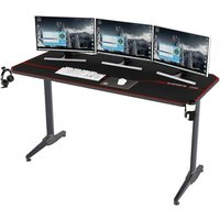 55-Zoll-Gaming-Schreibtisch Computertisch Computer-Gamer-Schreibtisch Pro-Tisch Ergonomischer PC-Schreibtisch mit USB-Ladegerät Getränkehalter und von SOGES