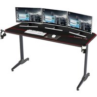 Soges - Gaming Tisch 140 cm Gaming Schreibtisch Computertisch in T-Form Gaming Table pc Tisch Schreibtisch mit Mausunterlage Getränkehalter und von SOGES