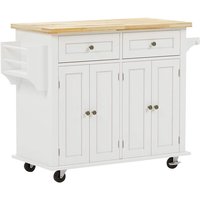 Soges - Home Kücheninselwagen mit Handtuchgriff Rollwagen mit 2 Schubladen 4-Türer Schrank Mehrzweckwagen Servierwagen mit Gewürzregal Home Storage von SOGES