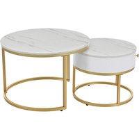 Soges - Moderner Nesting Couchtisch Hochglanz Marmormuster 2er Set runde Couchtische Runder Nested Beistelltisch Soges - Moderner Nesting Couchtisch Hochglanz Marmormuster 2er Set runde Couchtische Runder Nested Beistelltisch von SOGES