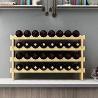 Weinregal aus Holz, freistehender Weinhalter, Ausstellungsregale, 32 Flaschen, stapelbar, Kapazität für die Küche zu Hause, BY-WS4832M-DE - Eiche von SOGES