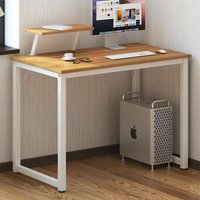 Soges - Home Computertisch 100 cm Schreibtisch Arbeitstisch mit Speicherplatine Bürotisch für pc und Laptop aus Holz und Metall - Teak von SOGES