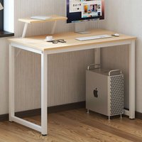 Soges - Home Computertisch 100 cm Schreibtisch Arbeitstisch mit Speicherplatine Bürotisch für pc und Laptop aus Holz und Metall - Weiß Ahorn von SOGES