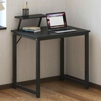 Home Computertisch 80 cm Schreibtisch Arbeitstisch mit Speicherplatine Bürotisch für pc und Laptop aus Holz und Metall - Schwarz - Soges von SOGES