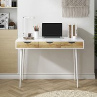 Soges - Home Schreibtisch mit Schublade 110 cm Schlichter Arbeitstisch Schminktisch mit 3 Schubladen Arbeitszimmer Arbeitsplätze Schreibtische Weiß von SOGES