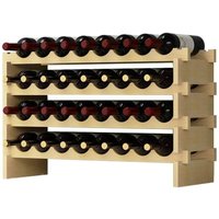 Weinregal Stapelbares Weinregal 4-Tier Weinlagerung für 32 Flaschen Weinständer Flaschenständer Weinlagerschrank aus Holz Weinregal Holz Stapelbar von SOGES