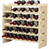 Stapelbares modulares Weinregal Kleines Weinlagerregal Freistehende Weinregale aus massivem Naturholz, (Natur, 8 x 6 Reihen (48 von SOGES