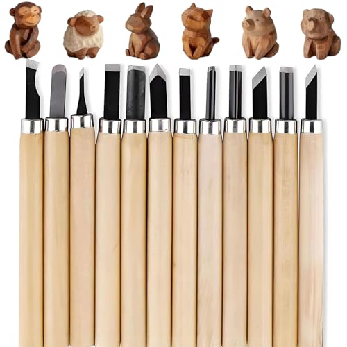 12 Stück Schnitzmesser,Schnitzwerkzeug,Schnitzset,Schnitzwerkzeug Für Holz,Holzschnitzmesser-Set,Schnitzmesser Set,Wood Carving Set,Einfaches Und Präzises Gravieren, Geeignet Für Profis Und Anfänger von SOGHO