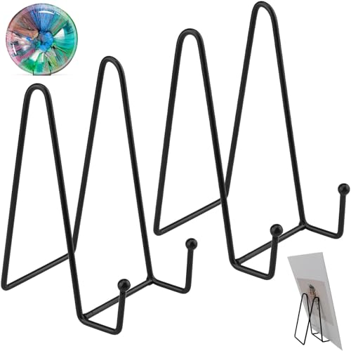 2 Stück Eisen Display Ständer,Buchaufsteller,Teller Ständer,6 Zoll Schwarz Metall Tellerständer,Metallrahmenhalter Für Foto Kunst Teller Bücher Bild Und Tabletop Art Bilderrahmen(Schwarz) von SOGHO