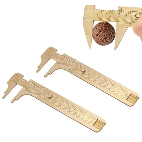 2 Stücke Mini Messschieber Aus Messing,Schieblehre Analog,Messing Messschieber Lineal Messwerkzeug,Mini-Retro-Messing-Messschieber,Doppelmaßstab Messwerkzeug,Messschieber Analog(Double Scale100mm) von SOGHO