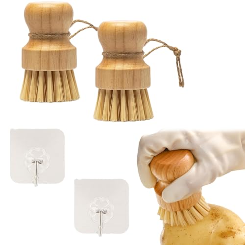 2Stück Pilzbürste,Umweltfreundliche Pilzbürste Champignonbürste,Pilzpinsel,Pilz Bürste,Spülbürste Holz,Bambus Bürste,Reinigung Von Für Küche Bad Sanften Reinigung Von Pilzen Oder Gemüse,MIT Zwei Haken von SOGHO